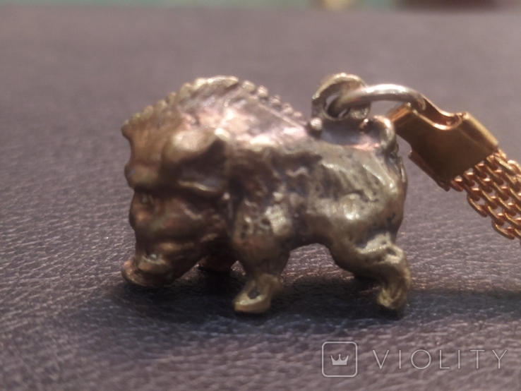 Кабан коллекционная миниатюра брелок бронза, фото №2