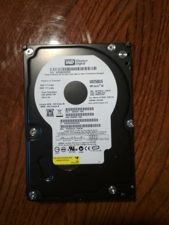 Винчестер WD 2500 JS 250GB, фото №2