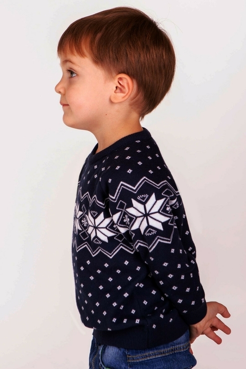 В'язаний светр для хлопчика різдвяний "Зірка Алатир"/blue (104), фото №3