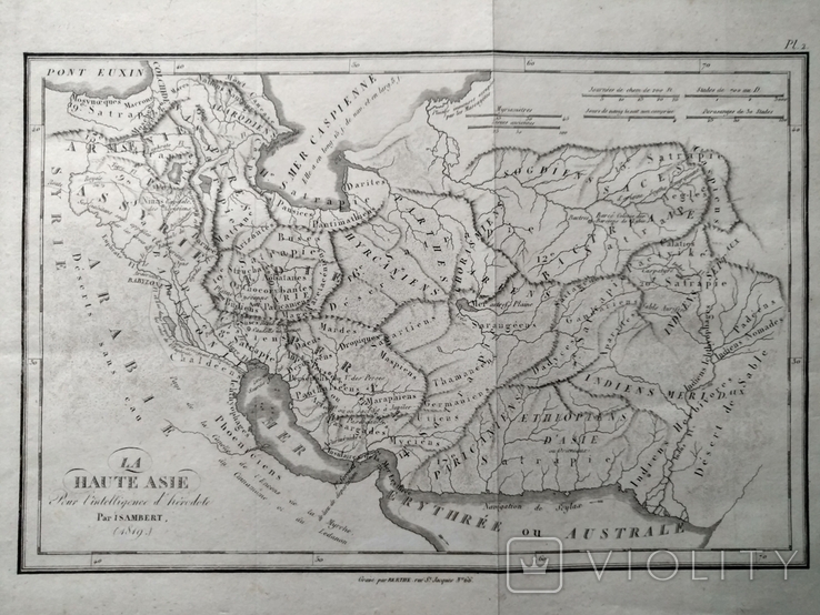 1819 Верхняя Азия по Геродоту, карта (38х26, Верже) СерияАнтик