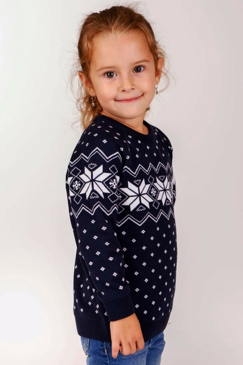 В'язаний светр для дівчинки різдвяний "Зірка Алатир"/blue (104), photo number 3