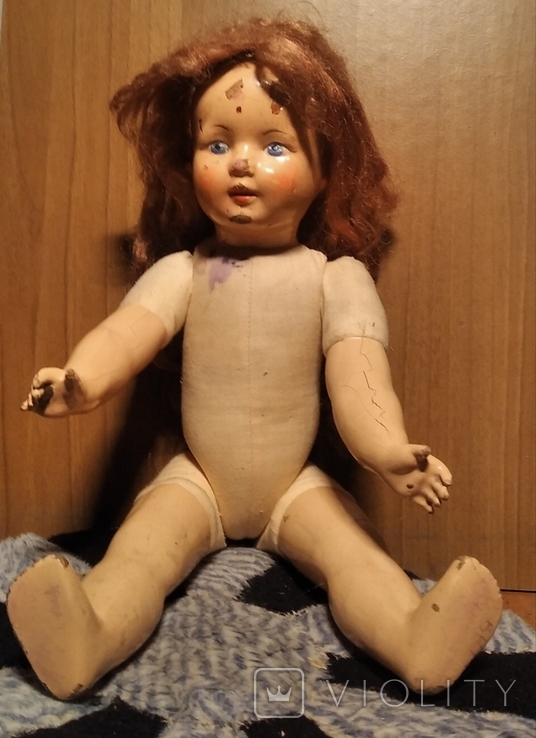 Старая кукла киевская фабрика победа клеймо 47см мягконабивное туловище, фото №3