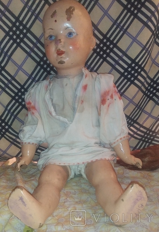 Старая кукла киевская фабрика победа клеймо 47см мягконабивное туловище, фото №12