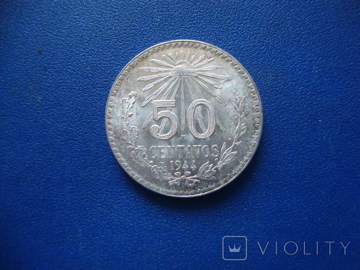 Мексика 50 сентаво 1944 серебро, фото №2