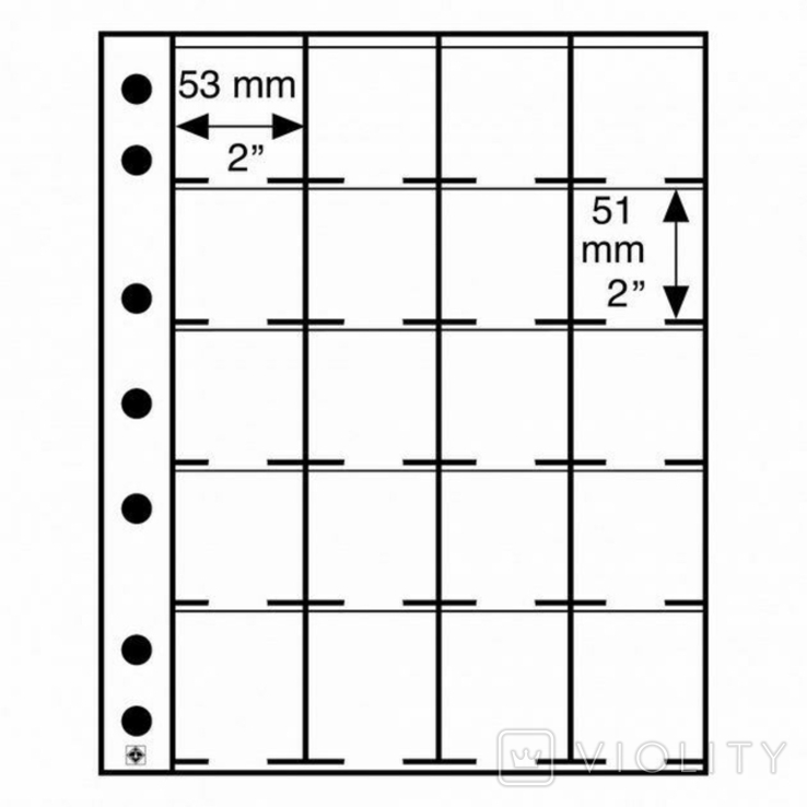 Лист к альбому Leuchtturm, Grande, для монет в холдерах. 324851