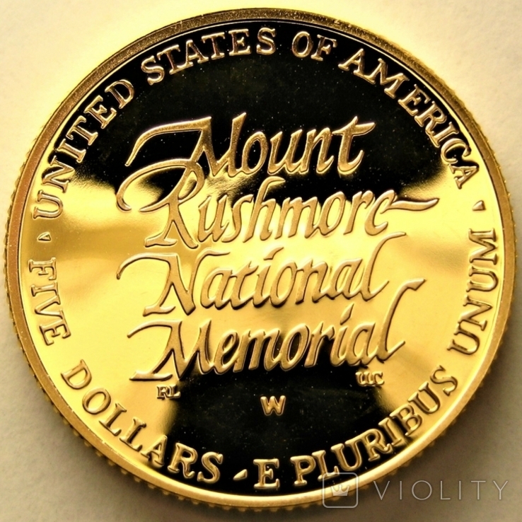 США 5 долларов 1991 г.  Мемориал Рашмор Пруф, фото №3