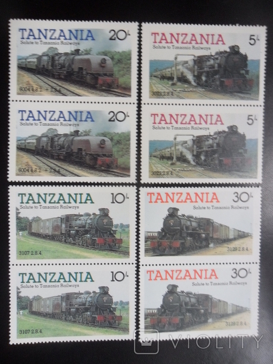 Ж.Д. Транспорт. Танзания. Поезда. серия в парах. MNH