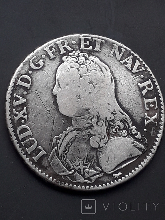 1 экю, Франция, 1735 год, А, Людовик XV, серебро 0.917, 29,49 гр.