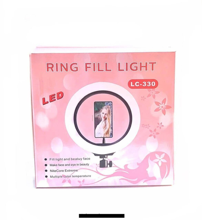Кільцева лампа LED LC-330 33 см з тримачем для телефону + Штатив в подарунок, фото №6