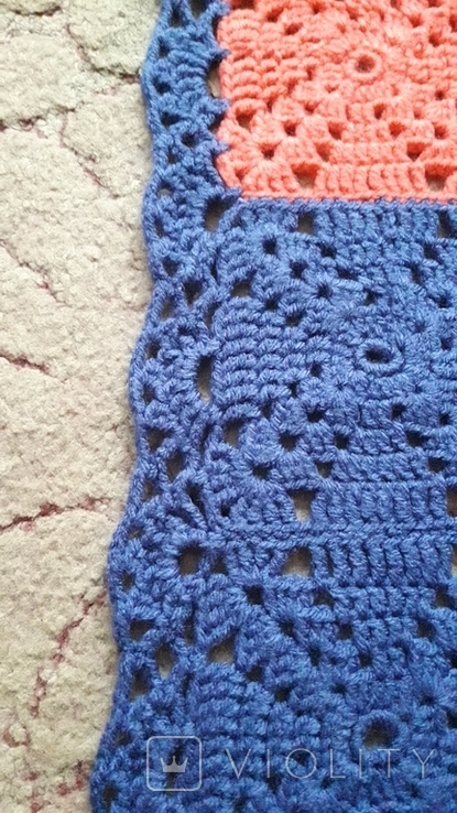 Скатерть ( коврик) вязанная фиолетовое с малиновым. 62/62 см, фото №6
