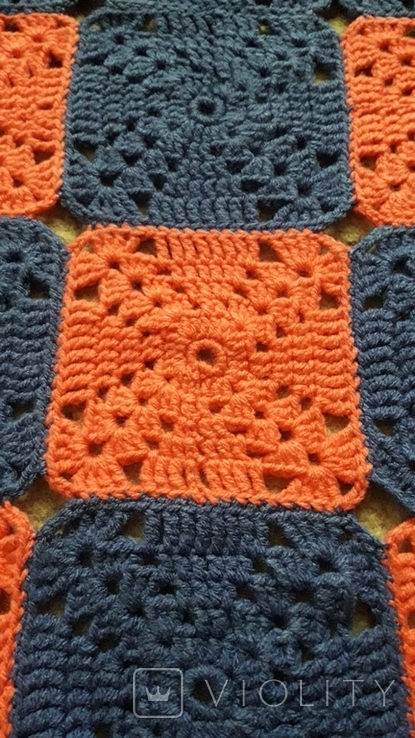 Скатерть ( коврик) вязанная фиолетовое с малиновым. 62/62 см, фото №7