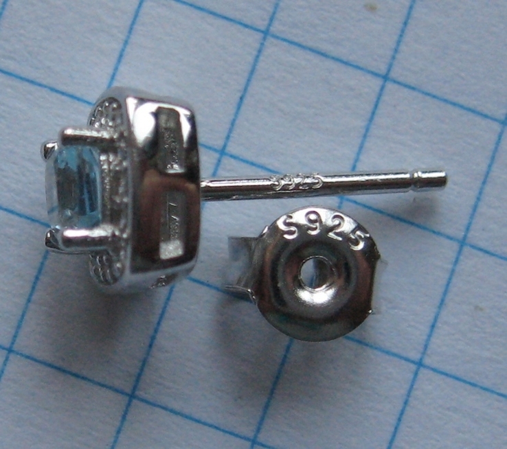Комплект серебряный с натуральным голубым топазом и кубическим цирконием, дизайн Pandora, фото №10