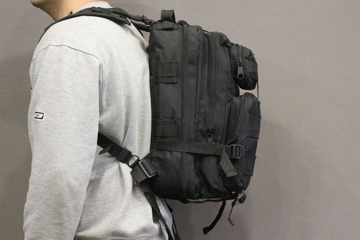 Тактический (городской) рюкзак с системой M.O.L.L.E черный, фото №2