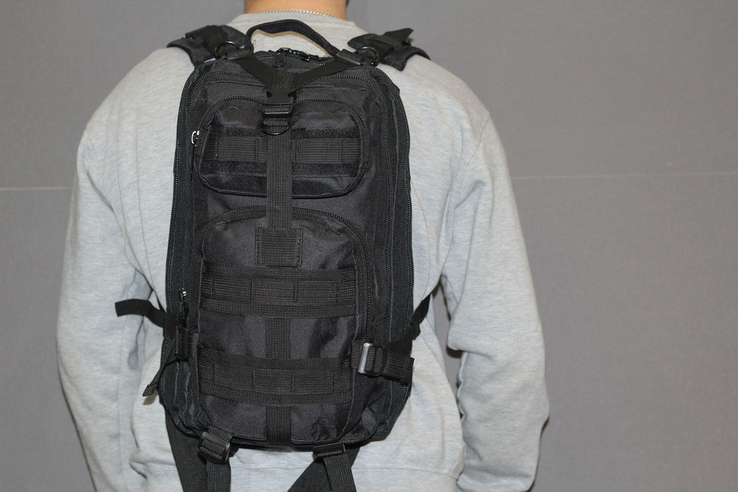 Тактический (городской) рюкзак с системой M.O.L.L.E черный, фото №3