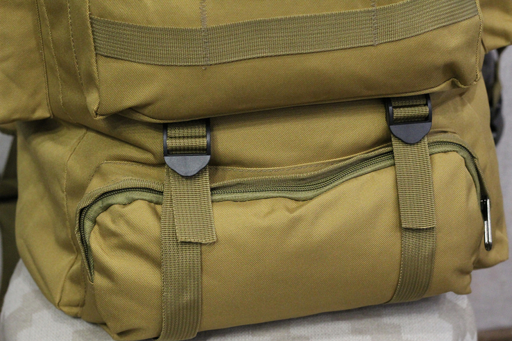 Тактический туристический рюкзак с системой M.O.L.L.E на 70л. (Койот), фото №9