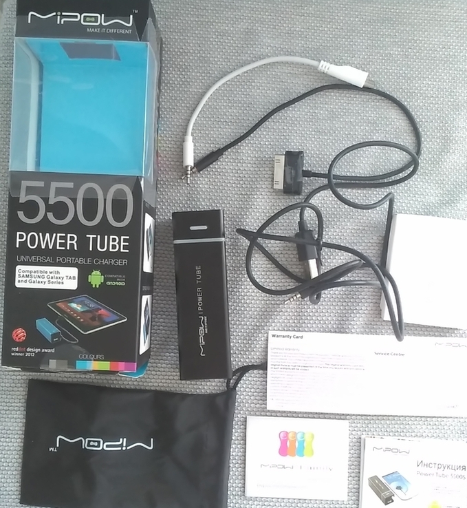 Павер Банк / Power Bank Mipow Power Tube SP5500 мАh + фонарик - чёрный, фото №4