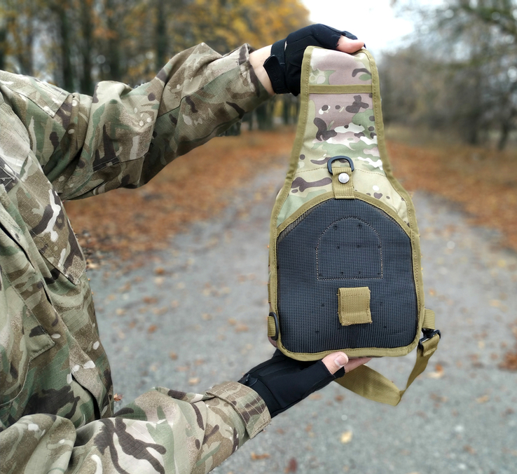 Тактическая военная сумка рюкзак однолямочный 7 литров с системой M.O.L.L.E Мультикам, фото №6
