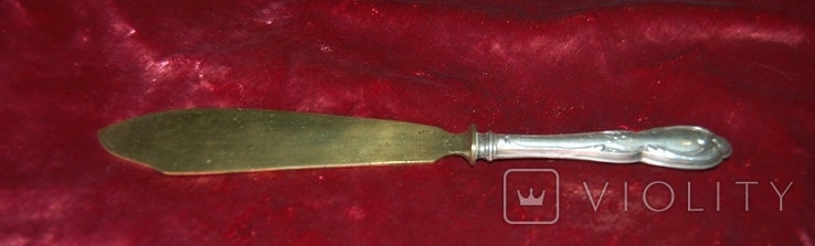 Нож желтого метала с серебряной ручкой, фото №2