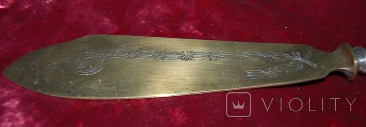 Нож желтого метала с серебряной ручкой, фото №4