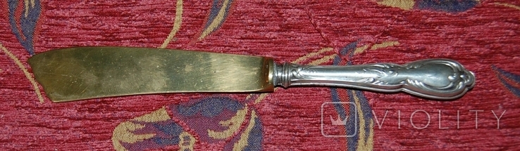 Нож желтого метала с ручкой из серебра, фото №2