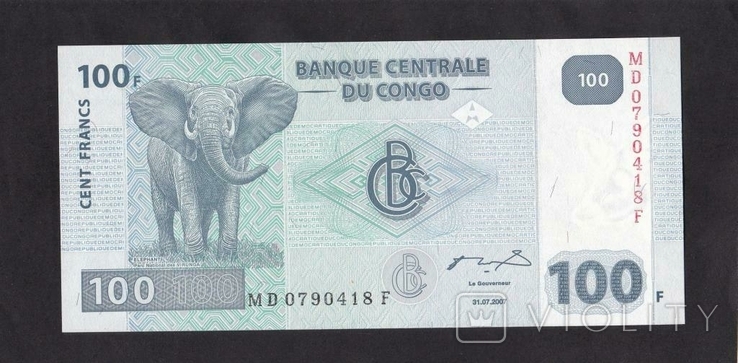 100 франків 2007 Конго.  MD0790418F., фото №2