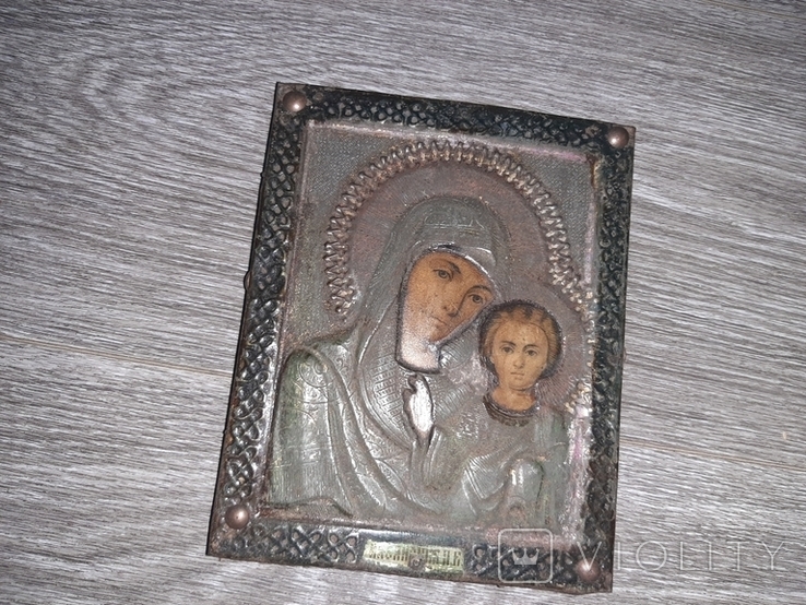 Казанская икона Божией Матери 19век   14*17.5см, фото №3