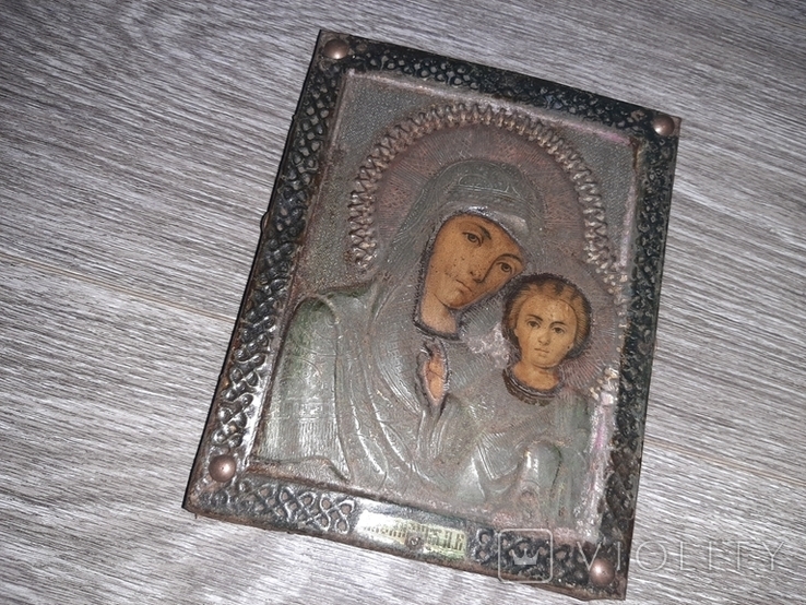 Казанская икона Божией Матери 19век   14*17.5см, фото №2