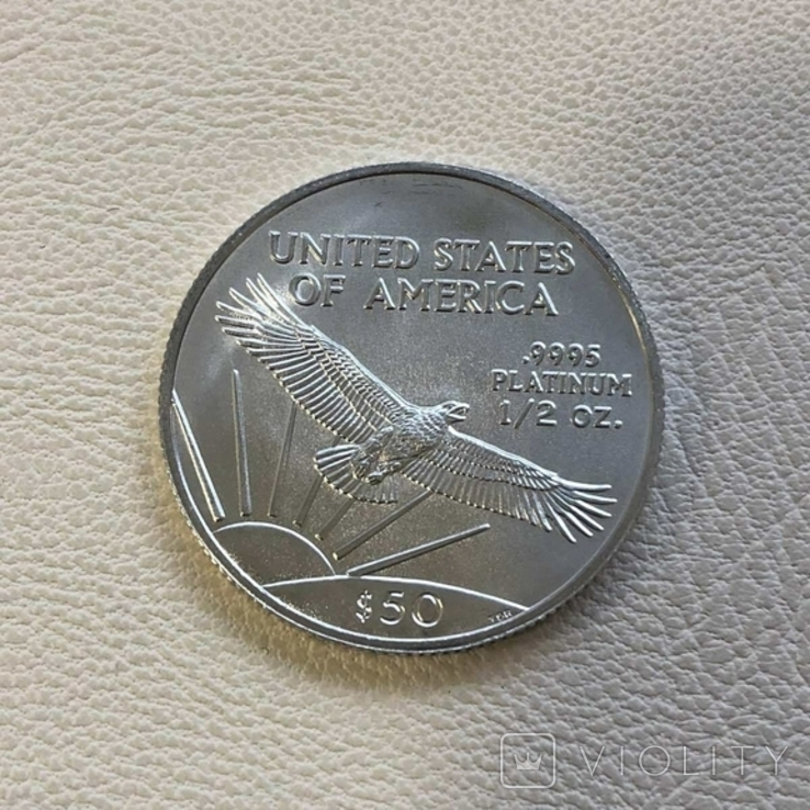 50$ США 2008 год  платина 15,5 грамм 999,5`, фото №3