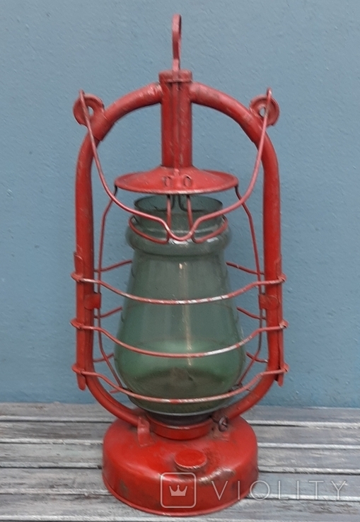 Керосиновая лампа СССР,зеленое стекло, фото №2
