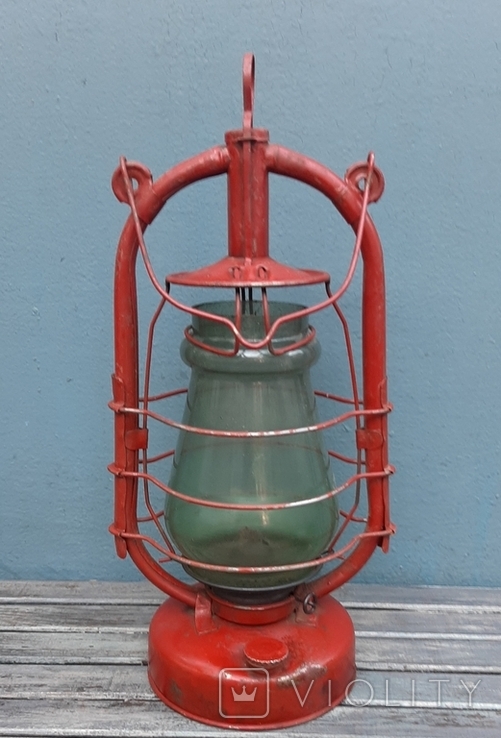 Керосиновая лампа СССР,зеленое стекло, фото №3