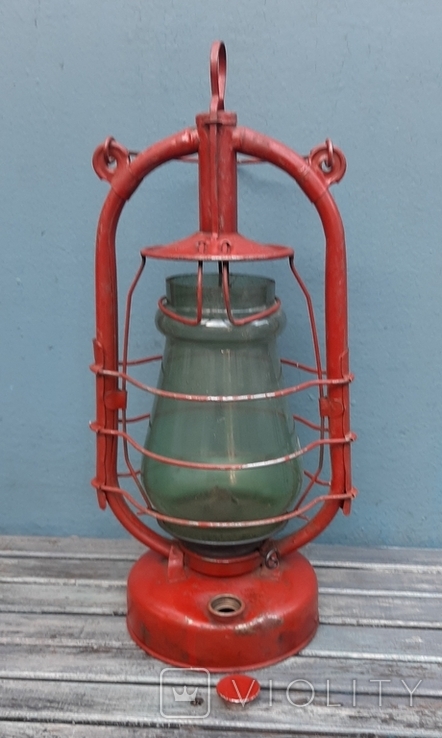 Керосиновая лампа СССР,зеленое стекло, фото №7