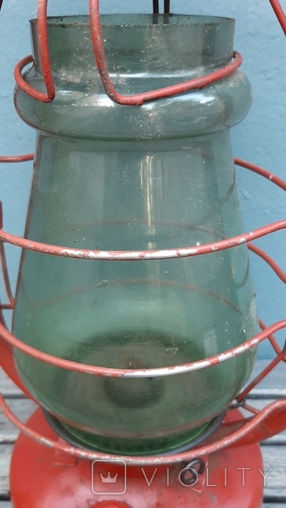 Керосиновая лампа СССР,зеленое стекло, фото №9