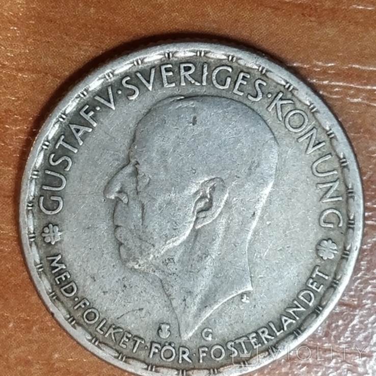 Швеция,1 крона, 1944 г., фото №2