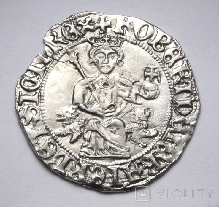 Король Неаполю Роберт І «Мудрий» (1309-1343рр.), срібний джильято 1309-1317рр., м.Неаполь, фото №6