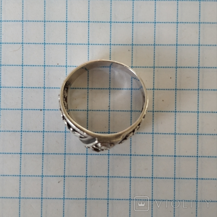 Серебряное кольцо з 3 камнями, фото №6