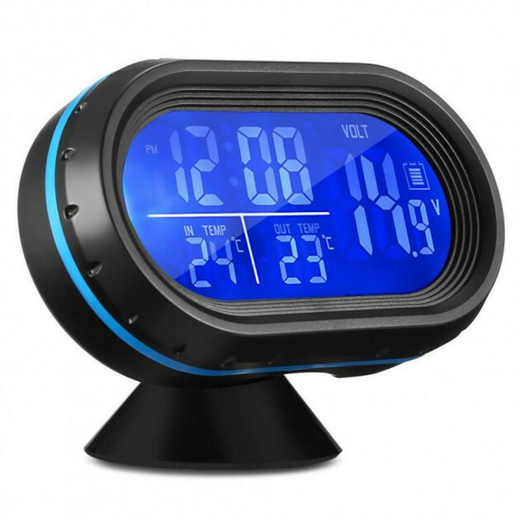 Автомобильные часы с термометром и вольтметром VST 7009 V, фото №2