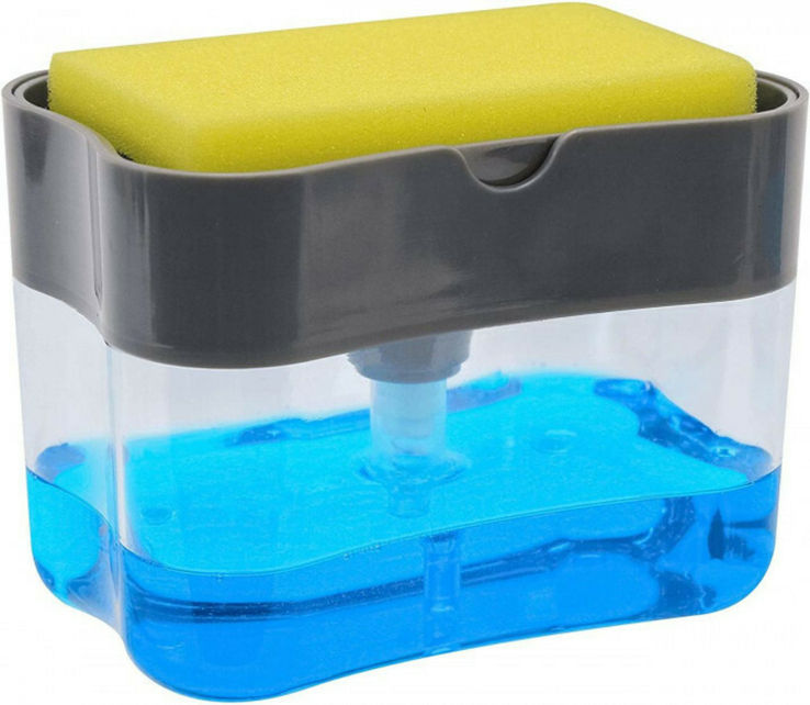 Органайзер для мочалок с мыльницей и дозатором нажимная Soap Pump Sponge Caddy, photo number 2