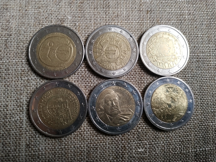 Юбилейные евро Германии 6шт, фото №2