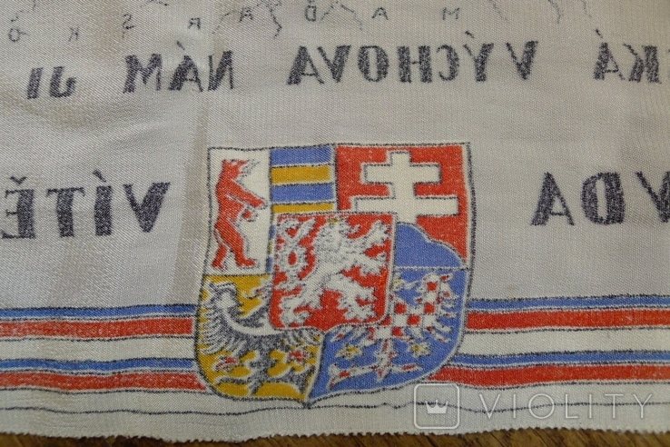 Карта Чехословакии 1918 - 1938 с гербами на шёлке., фото №13