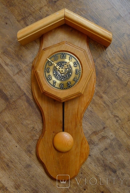 Настенные немецкие  часы в деревянном корпусе 1988 г .W Germany, фото №2
