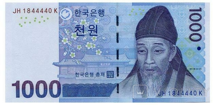 Южная Корея 1000 вон 2007 г