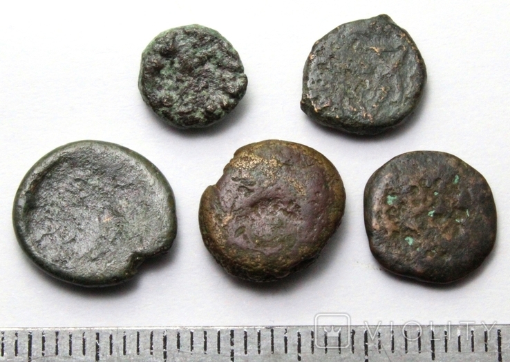 Лот з 5-х античних бронзових монет (01), фото №6