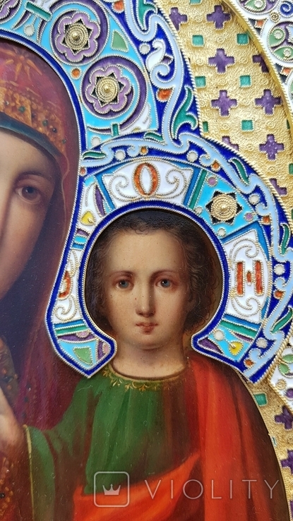 Икона Божьей матери Казанская. Серебро, эмаль., фото №8