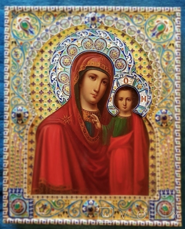 Икона Божьей матери Казанская. Серебро, эмаль., фото №9