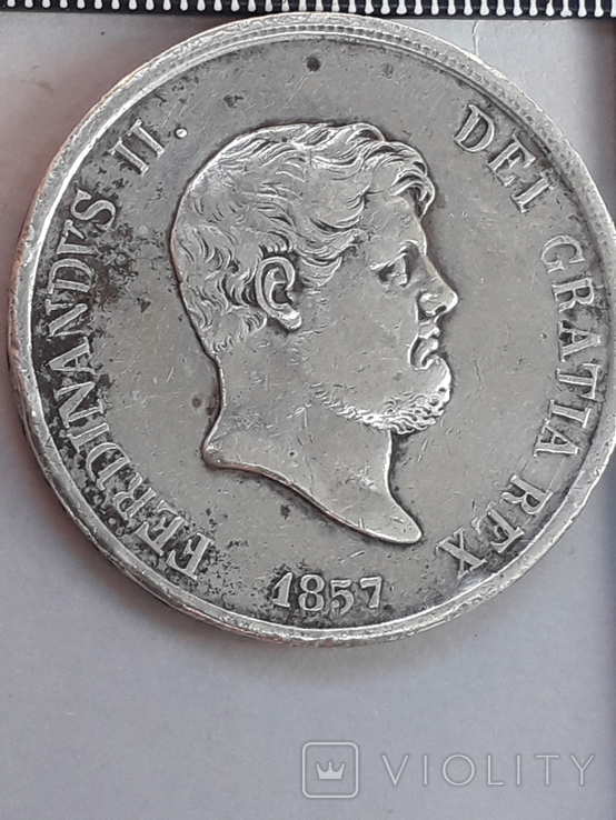 120 грано, Королевство двух Сицилий, 1857 г., серебро 0.833, 27.53 гр.