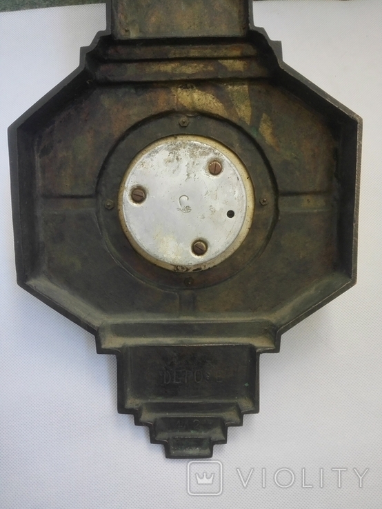 49 смБронзовий французький барометр з термометром початку ХХ століття, фото №10