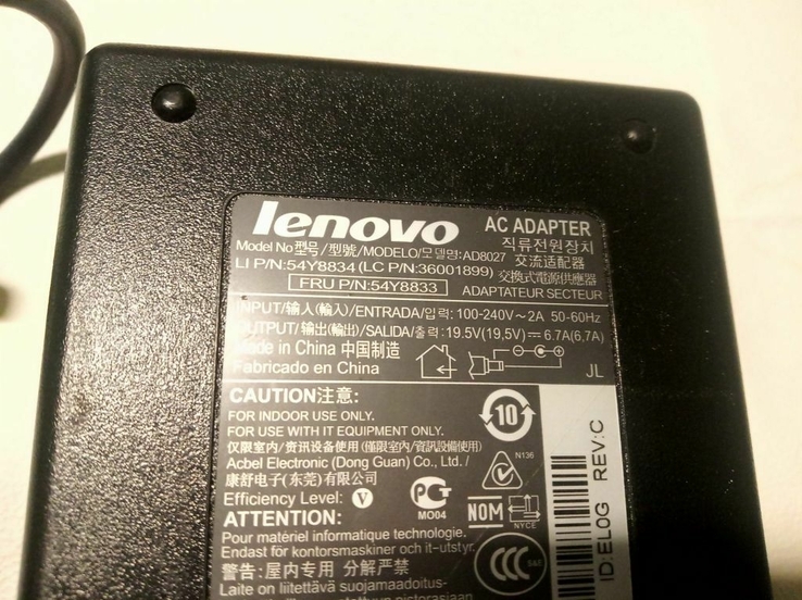 Адаптер блок питания Original Lenovo AD8027 19.5V 6,7A 130W 6.3x3.0 мм, фото №3