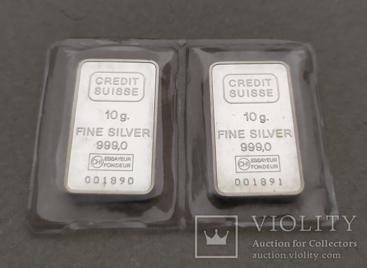 Слитки серебро 999 вес 10 грамм 2 шт