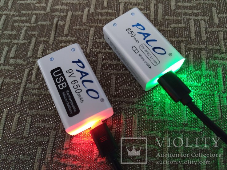 Аккумулятор 9в крона PALO 650мач литиевый  Li-Ion 9v 6F22 заряжается через micro USB, фото №6