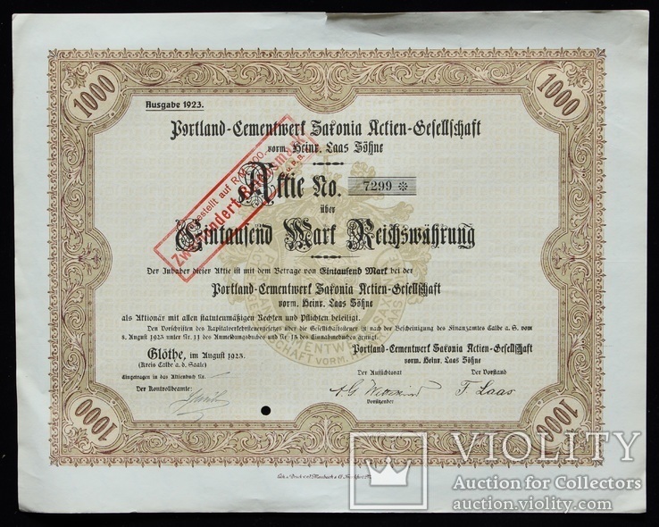 Рейх. 1923 год. 1000 марок. Большой размер. (2), фото №2